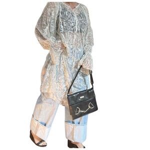 NWT Antik Batik Adana White Lace Beaded Midi Sheer Dress Puff Sleeves Women’s M